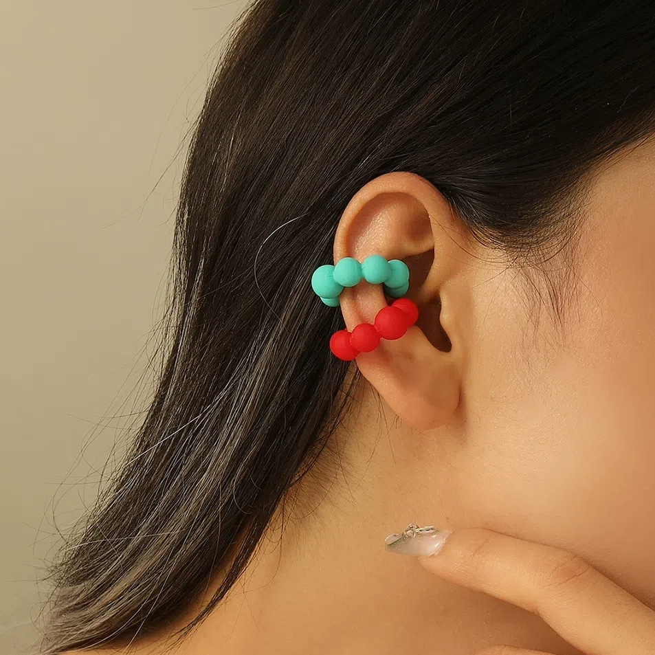 3pcs Candy Colored C Ear Clips for Women